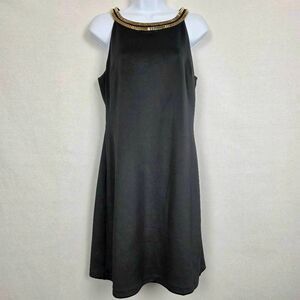 Jessica Simpson Black Embellished Neck Dress Size 6